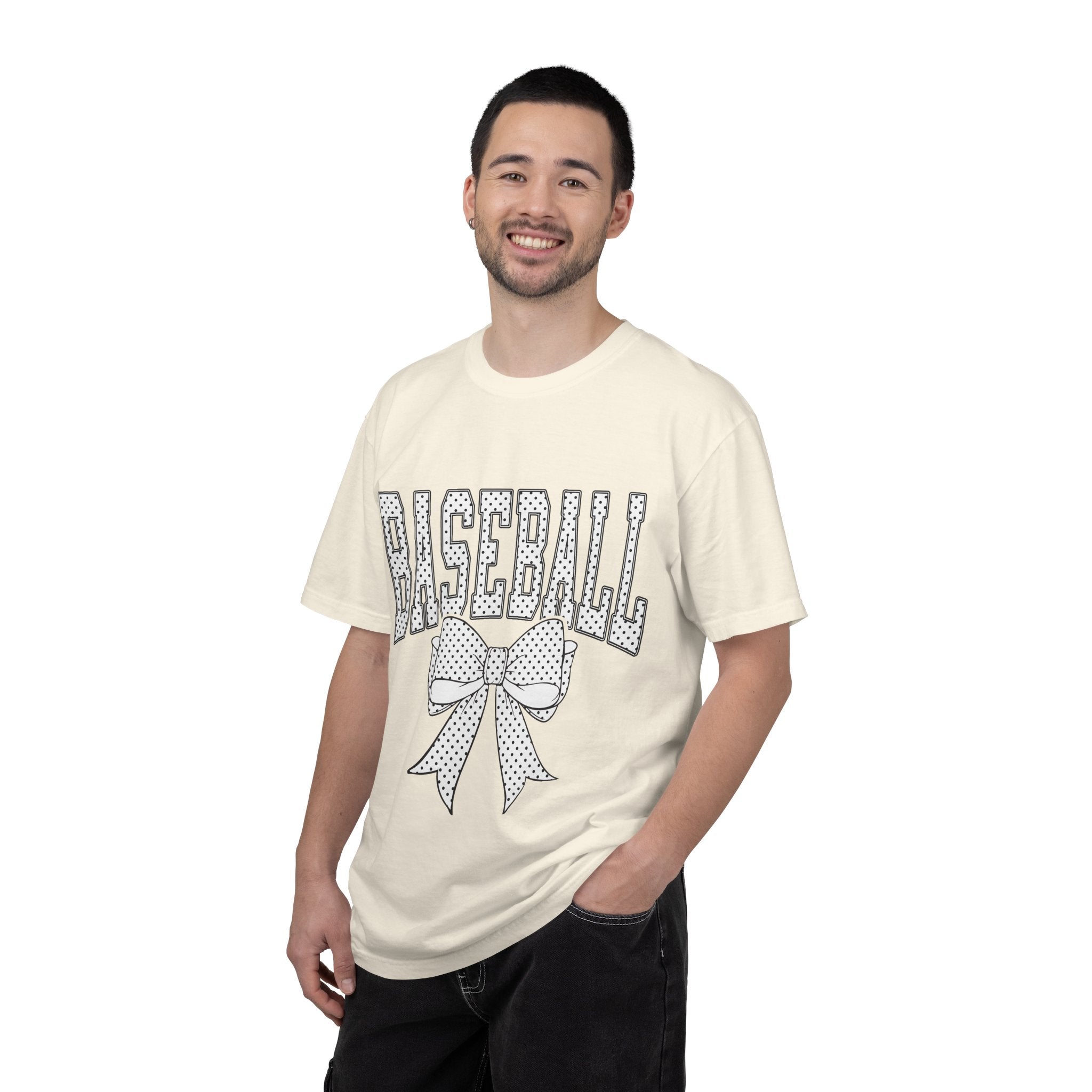 Baseball Bow T-Shirt — Cute Polka Dot Baseball Tee for Fans & Gift-Giving