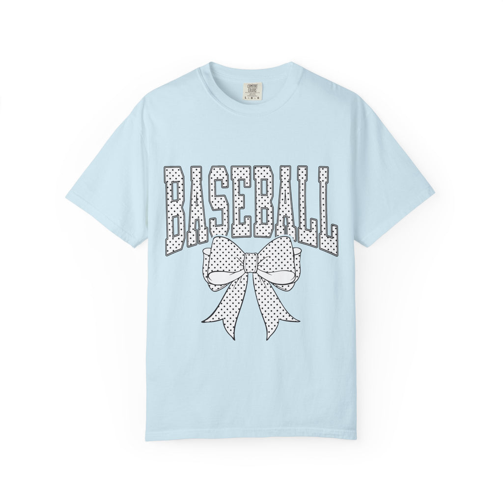 Baseball Bow T-Shirt — Cute Polka Dot Baseball Tee for Fans & Gift-Giving