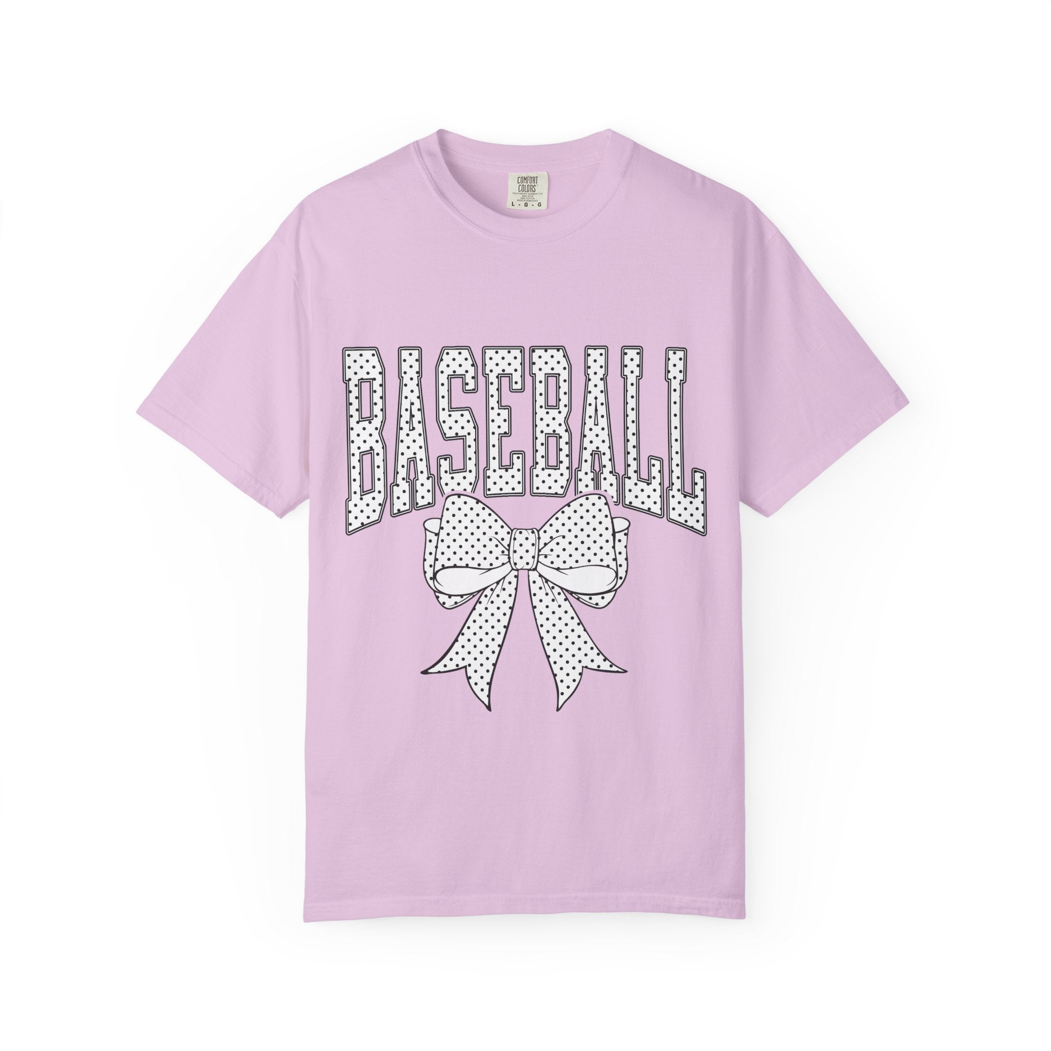 Baseball Bow T-Shirt — Cute Polka Dot Baseball Tee for Fans & Gift-Giving