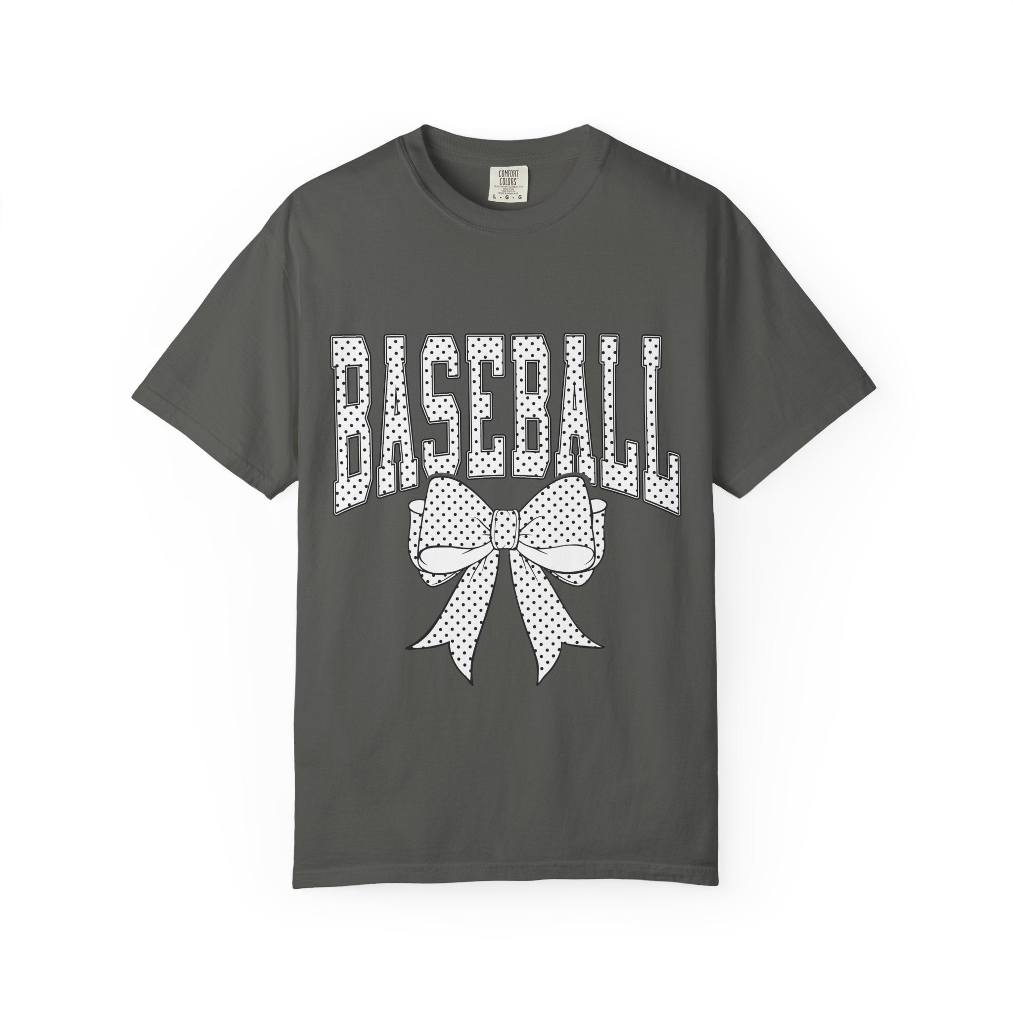 Baseball Bow T-Shirt — Cute Polka Dot Baseball Tee for Fans & Gift-Giving