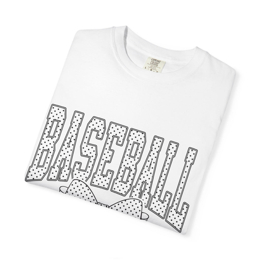 Baseball Bow T-Shirt — Cute Polka Dot Baseball Tee for Fans & Gift-Giving
