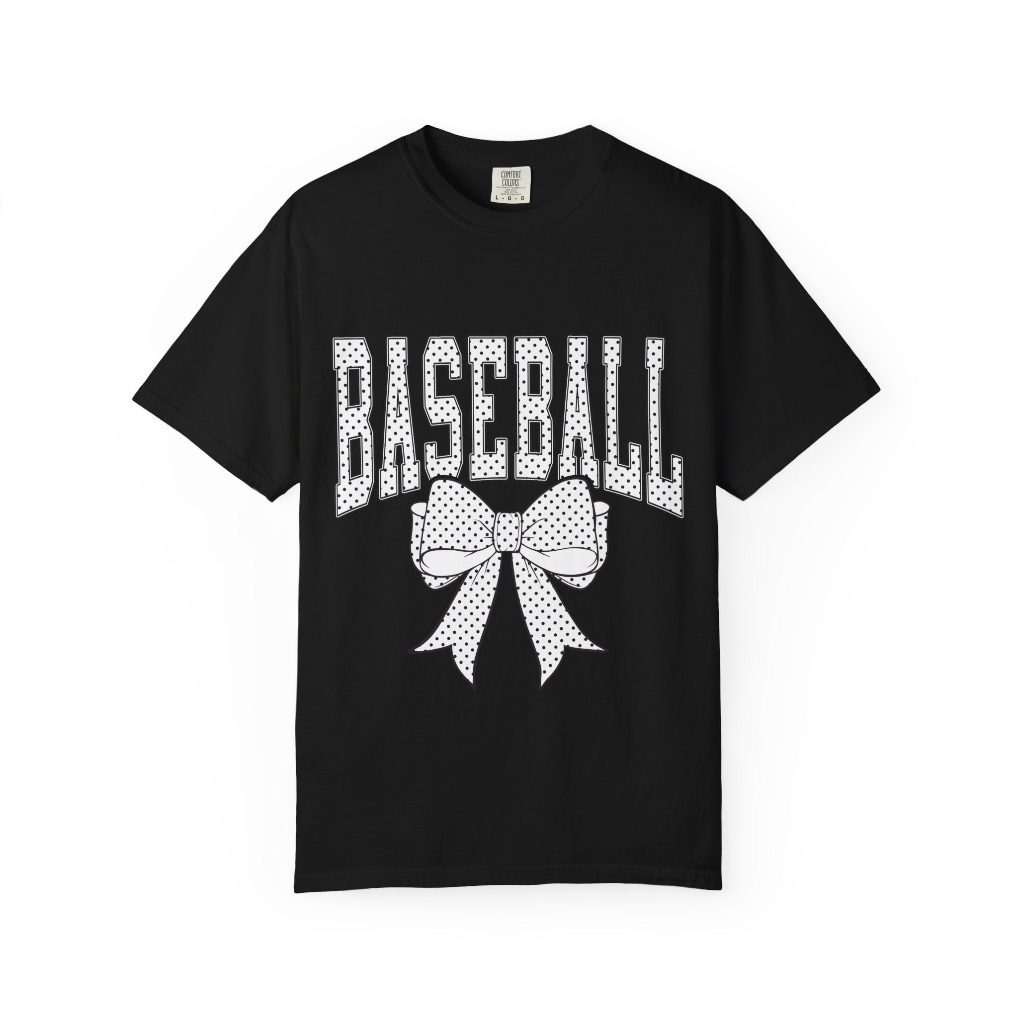 Baseball Bow T-Shirt — Cute Polka Dot Baseball Tee for Fans & Gift-Giving