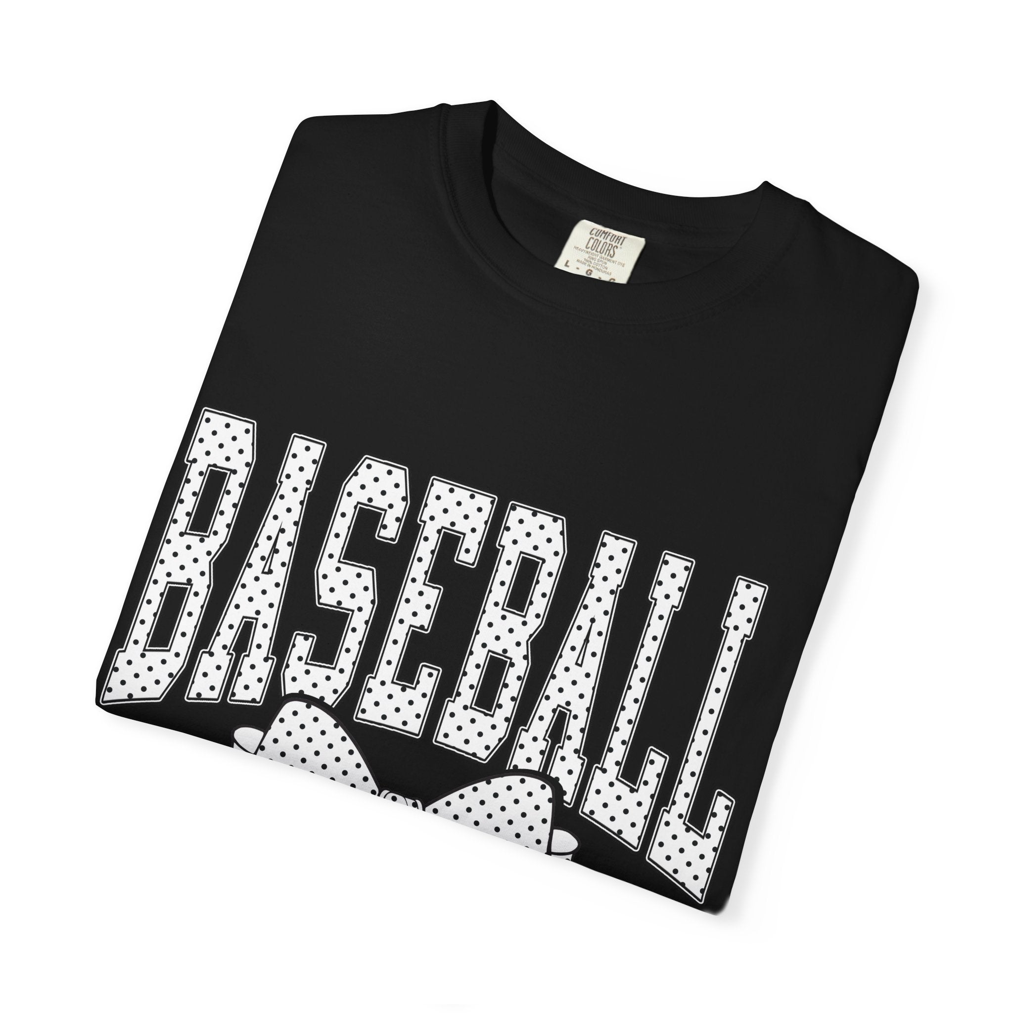 Baseball Bow T-Shirt — Cute Polka Dot Baseball Tee for Fans & Gift-Giving