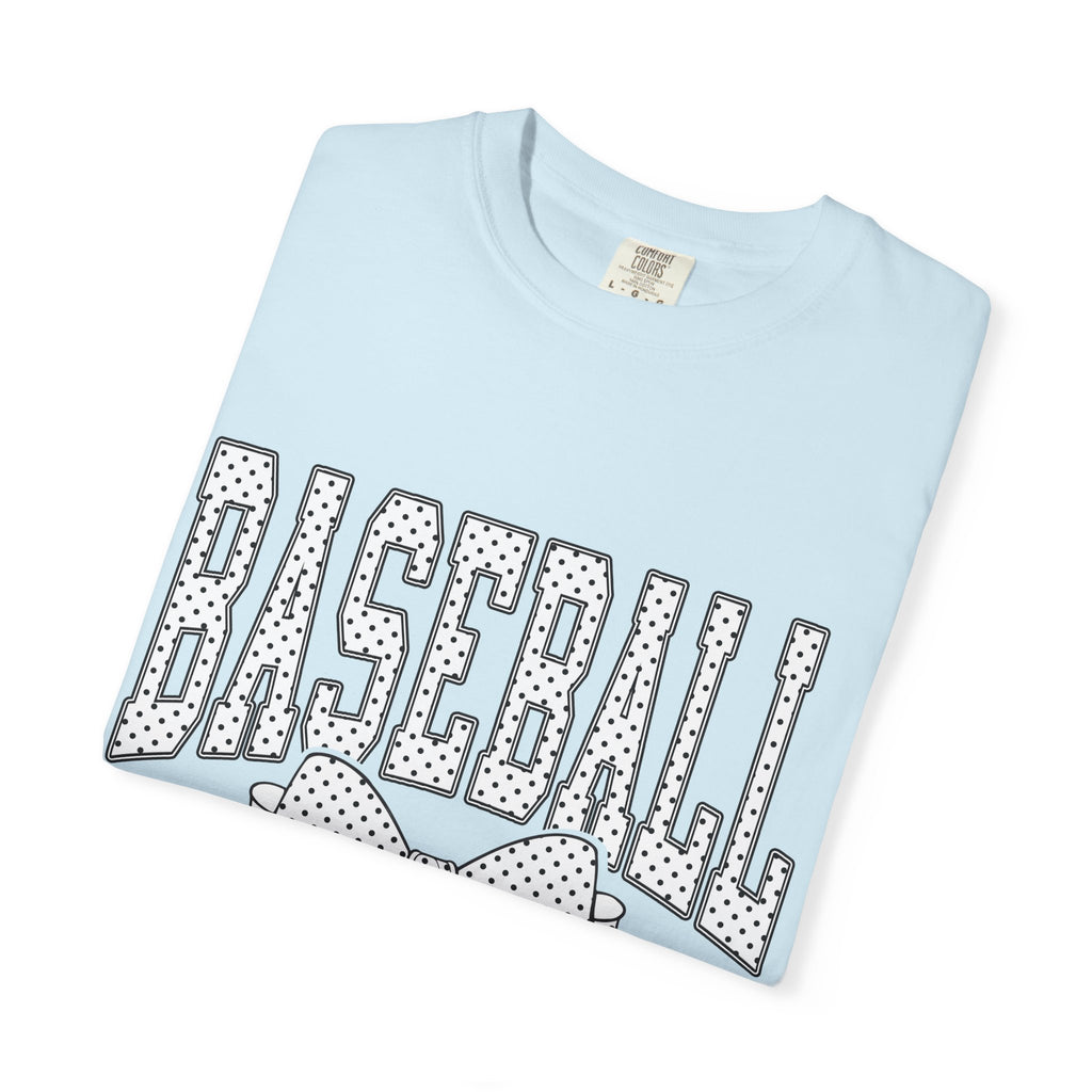 Baseball Bow T-Shirt — Cute Polka Dot Baseball Tee for Fans & Gift-Giving