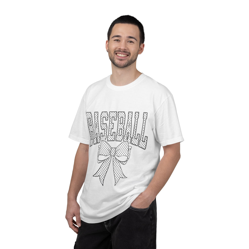 Baseball Bow T-Shirt — Cute Polka Dot Baseball Tee for Fans & Gift-Giving